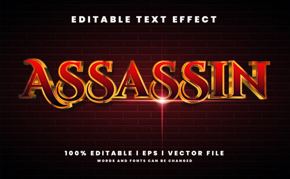 Editable assassin 3d vector text effect. with modern style design