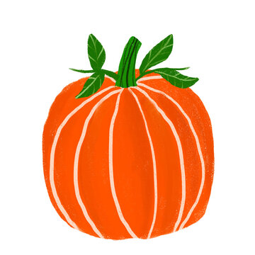 Cute Pumpkin Hand Drawn Illustration for Autumn and Halloween, stikers elements