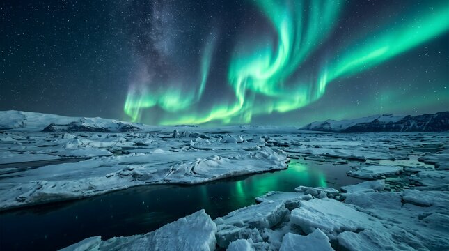Spectacular northern lights over j kuls rl n glacier lagoon iceland