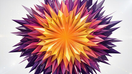 Obraz premium Vibrant colorful spiky flower burst illustration on white background
