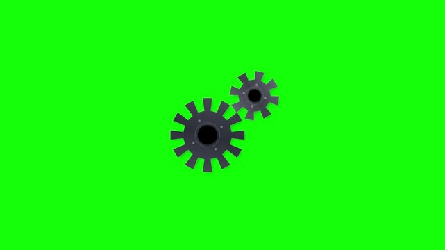 Two Interlocking Mechanical Cogwheel Gears Representing Industrial Engineering Innovation and Systematic Process Workflow Optimization on Chroma Key Background