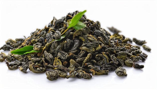 Dry Oolong Tea Leaves Isolated On White Background