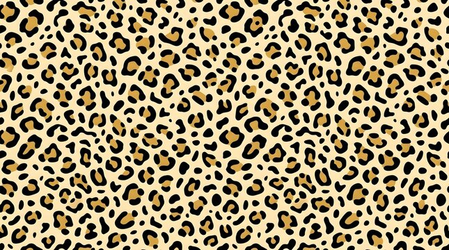 Close up of animal print leopard pattern with black spots on beige background perfect for fashion and design projects
