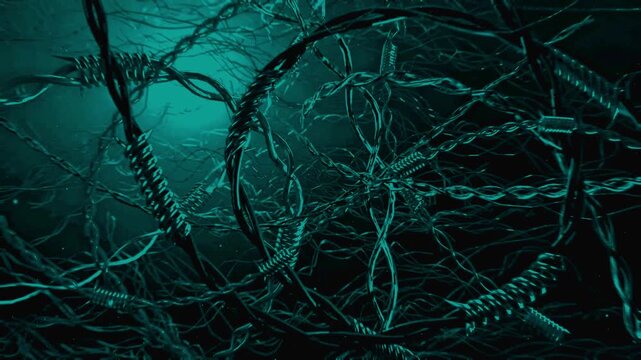 Dark Cyan Organic Neural Network Metallic Web Seamless Loop 4K VJ Background