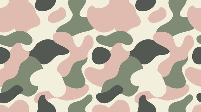 Seamless camouflage pattern with organic shapes. Modern military print in soft pastel colors.