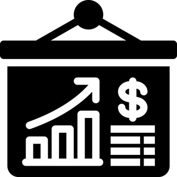 financial growth presentation board chart icon vector object illustration