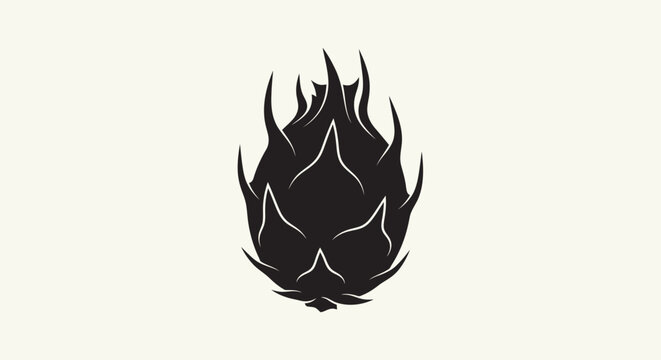 Stylized black flame logo on cream background with white outlines cream abstract graphic symbol design style shape fire icon mark