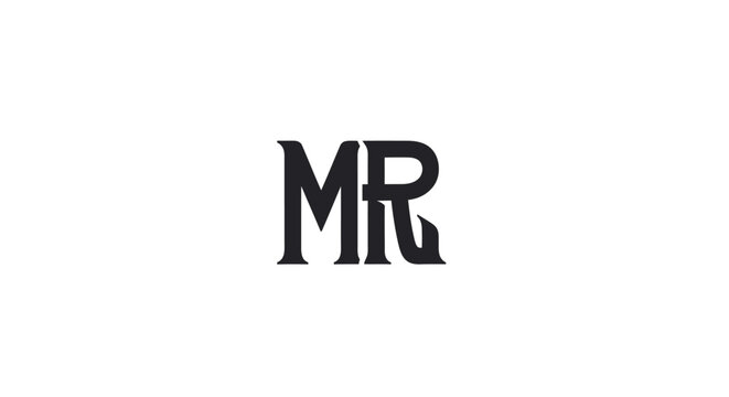 Monogram lettering 'mr' in black with stylized black monogram mr white background typography initials design symbol logo mark