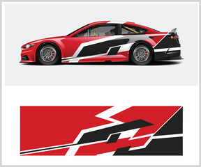 Fototapeta premium Modern Race Car Wrap Design with Abstract Graphics