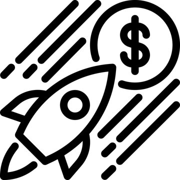 rocket startup money icon vector object illustration
