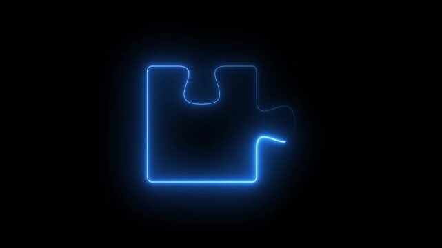 Blue puzzle piece rotating in a loop. Symbolic of problem-solving and connection.