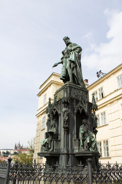 Monument to Emperor Charles IV. Close-up. Prague. Czech Republic.