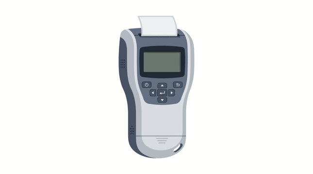 Portable handheld thermal printer device illustration for digital payment processing and receipt generation isolated on white