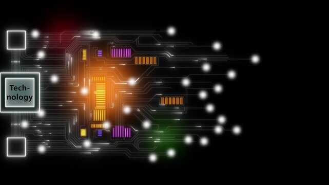 Futuristic big data circuit board analytics with Technology digital network connection, Artificial intelligence deep learning, and big data technology. 4k Motion abstract background data trransfer