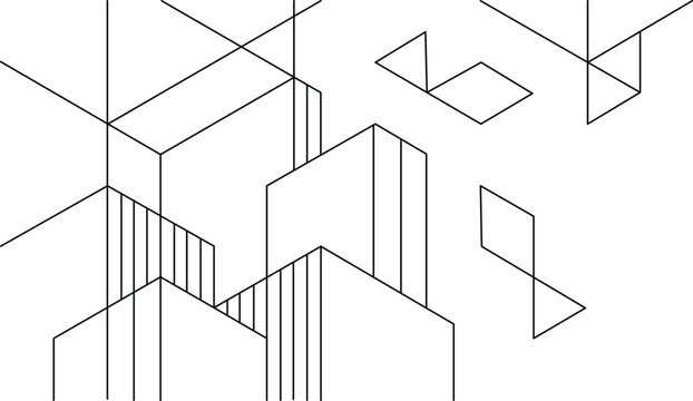 Modern abstract geometric 3D wireframe illustration