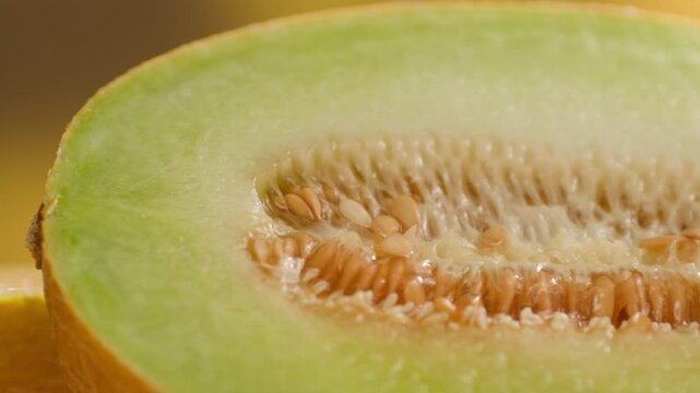 Melon close up, man cutting Watercolor of a whole melon and slice, summer juicy fruit