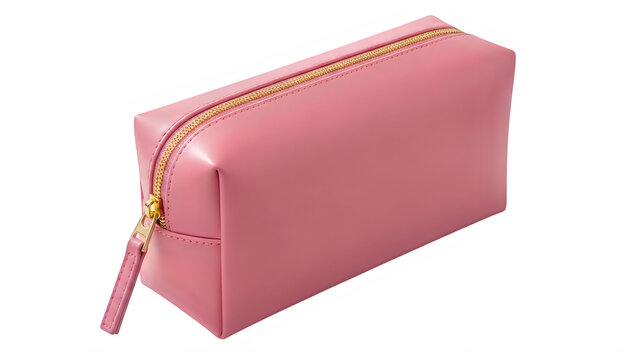 Pink zippered crossbody purse with tassel detail isolated on transparent background