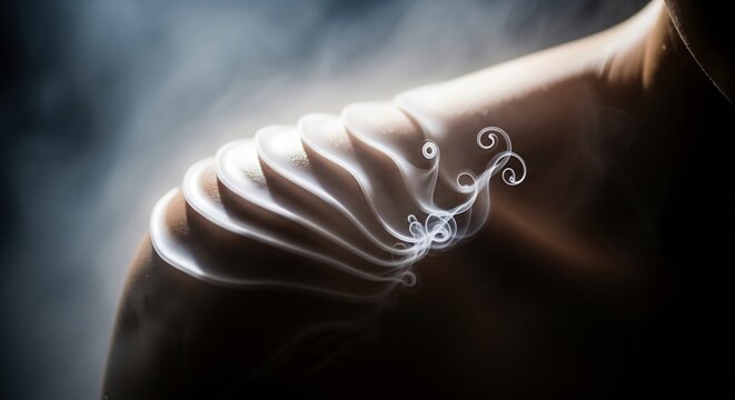 Horse shoulder with swirling design in misty background
