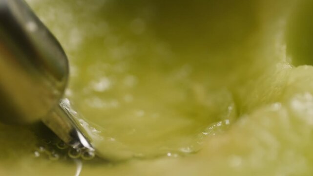 Melon close up, man cutting Watercolor of a whole melon and slice, summer juicy fruit
