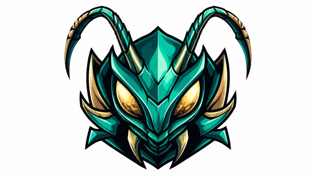 Emerald Green Mechanical Insect Head Emblem.