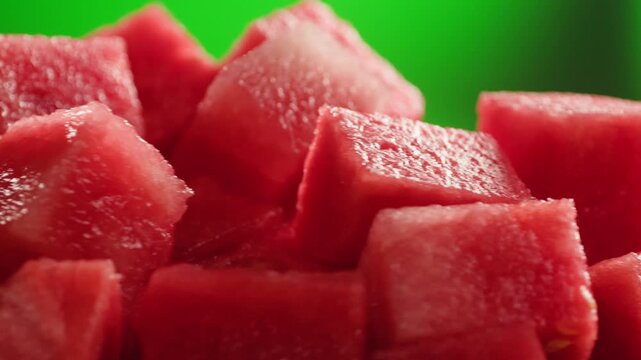 Man cutting watermelon - cut piece with knife. Young watermelons Citrullus lanatus. Topic - melons and gourds, farmer cultivation of watermelons