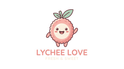Fototapeta premium Waving lychee fruit character mascot logo template.