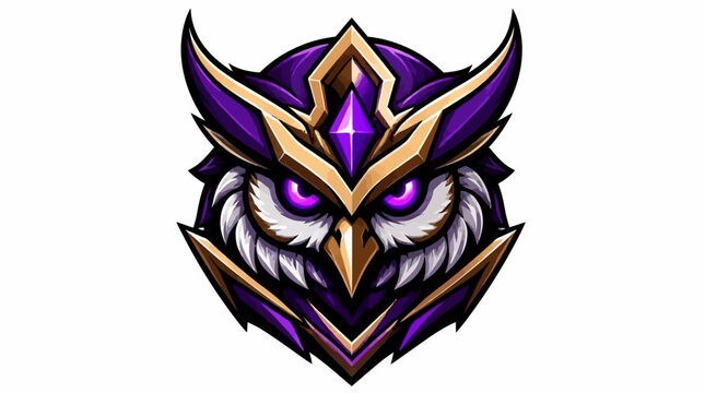 Majestic Owl Emblem with Purple and Gold Accents.