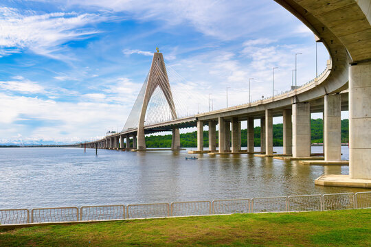 Temburong Bridge spans 30 km over the water connecting regions in Bandar Seri Begawan, Brunei