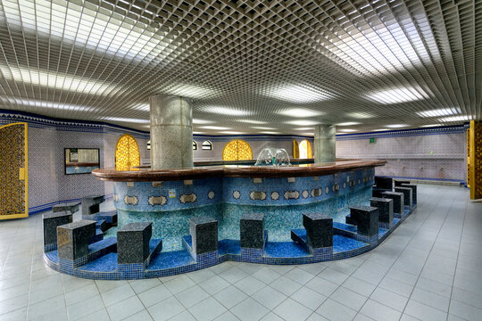 Ritual washing room at Jame Asr Hassanil Bolkiah Mosque in Bandar Seri Begawan, Brunei offers spaces for preparation