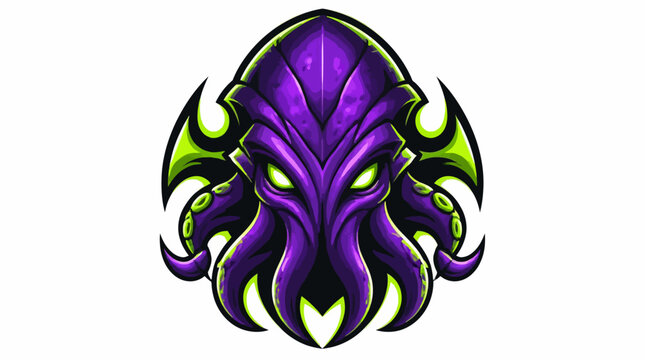 Mysterious Purple Octopus Creature with Glowing Eyes.