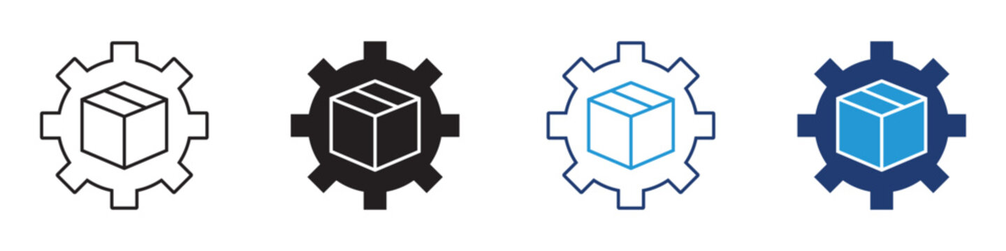 Package Settings and Management Icon in Outline and Solid Vector for Logistics and Inventory Control