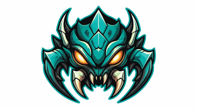 Scary Alien Monster Head Illustration.