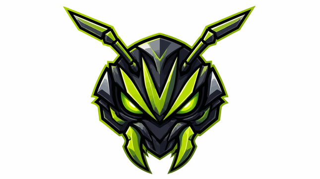 Stylized Ant Head Logo Design with Neon Green Accents.