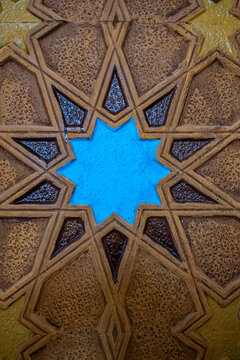 Decorative design of the mausoleum with star patterns and a blue center in Benghazi, Eastern Libya