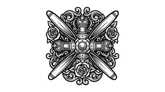 Ornate Crossed Keys Emblem Vector Illustration Badge.