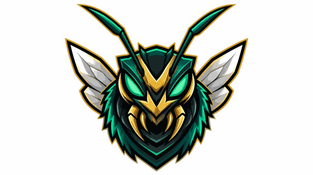 Stylized Wasp Insect Mascot Head Illustration.