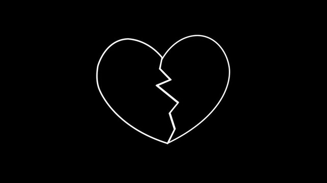 Heart icon. Beating heart sign. Love symbol in white.  black background for valentine day design.. 4K animation video 