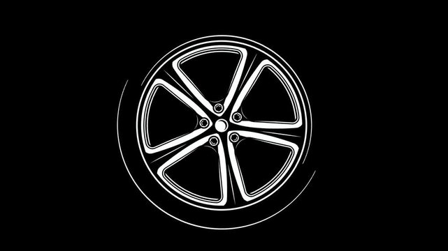 Sport Wheel Rim Spin Animation Seamless Loop for Video Overlay, transparent background, 4K