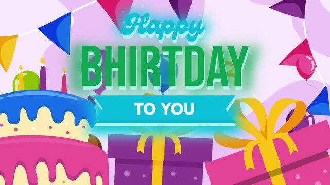Happy Birthday Celebration Animation with Transparent Background in 4K Seamless Loop