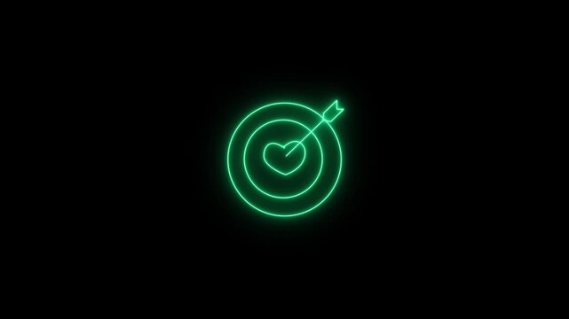 Glowing neon cyan light target icon animation. Military training, military target crosshair, aiming with gun, sniper target. Icon animation video.