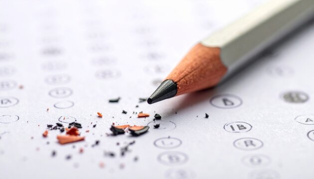 Pencil Resting on a Multiple Choice Answer Sheet During an Examination