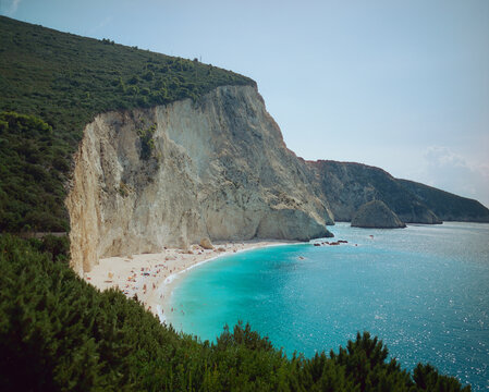 Dramatic beach on Lefkada island in Greece, film 