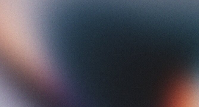 Abstract image showcasing a muted and grainy gradient background with soft transitions between dark blue, subtle purples, and faint warm orange highlights, creating a calm mood.