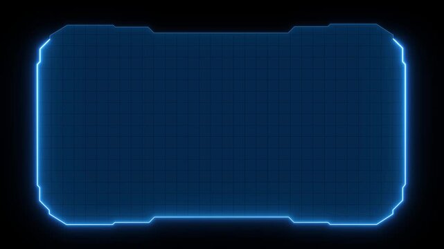 Futuristic digital HUD cyber frame technology for video overlay templates.Digital HUD futuristic motion graphic element cyber generated background. security hologram frame border 4k background.