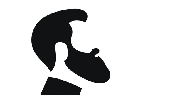 Beard and hair style of a modern gentleman is depicted in a clean and minimal side profile graphic.
