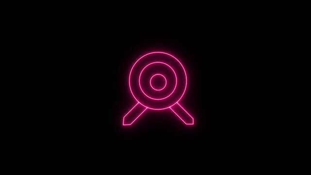 Glowing neon light target icon animation. Military training, military target icon. Crosshair, aiming with gun, sniper target. Target icon animation video.