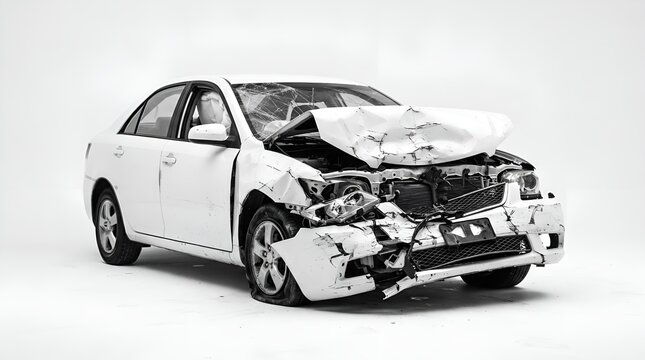 Front side of crashed car from accident.