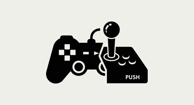 Black video game controller with controller joystick white white background electronics technology interface gameplay gaming button device with push