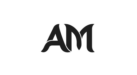Black am logo on white background with stylized black typography graphic letter design symbol style mark © Asim