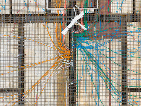 Electrical Wiring Installation on Building Floor Slab